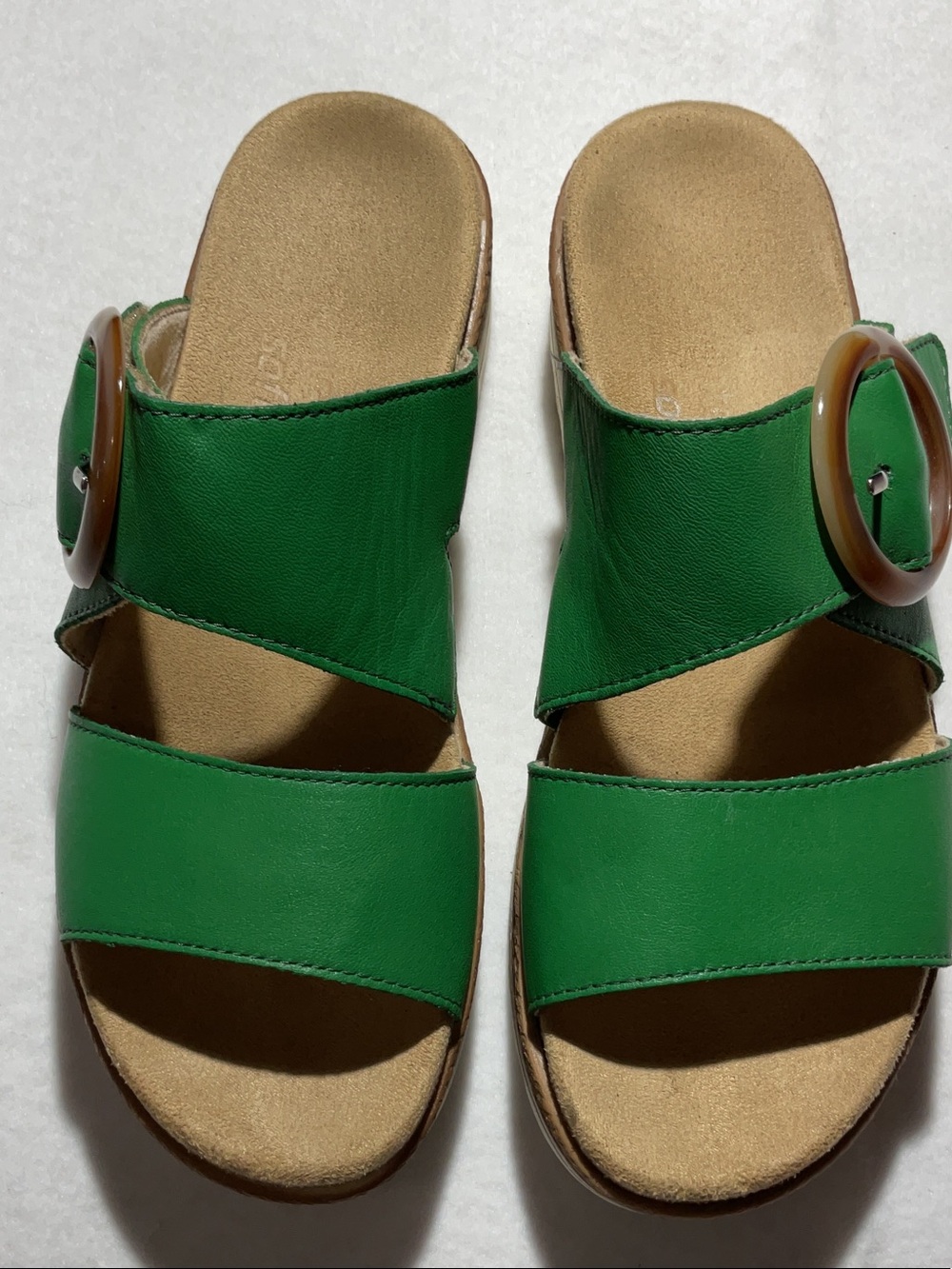 Remonte Green Slide Sandals with Round Buckle